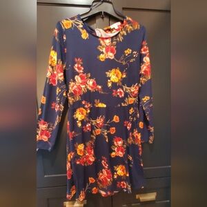 Nine Britton Navy Dress with Orange Floral Design